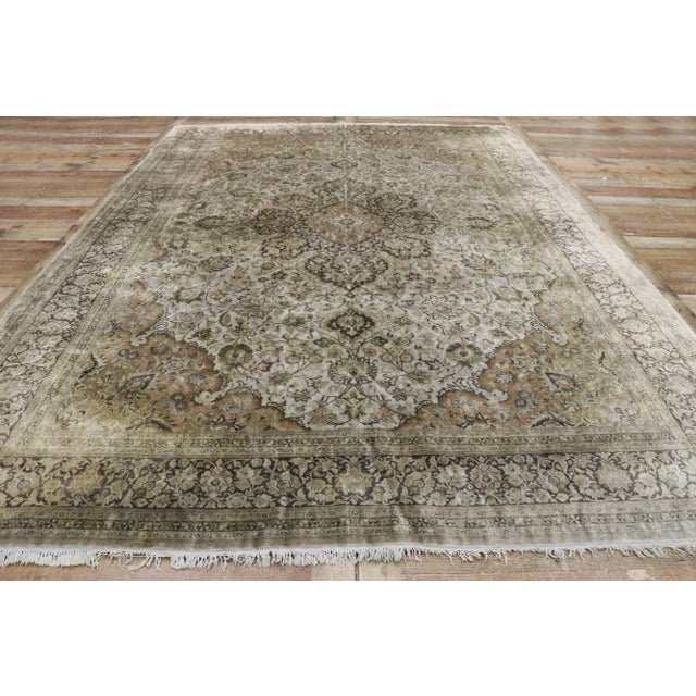 Textile Vintage Persian Silk Qum Rug - 08'02 X 11'06 For Sale - Image 7 of 9