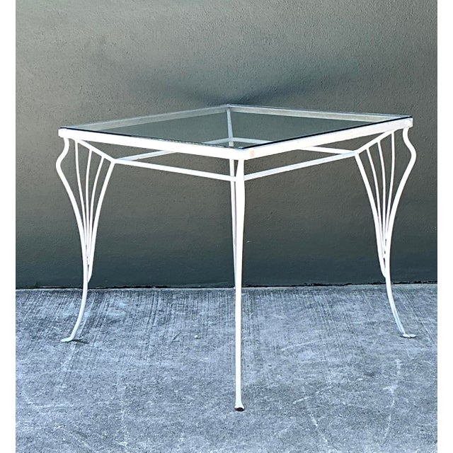 Mid-Century Modern Vintage MCM Wrought Iron Outdoor Dining Set of 5 For Sale - Image 3 of 13