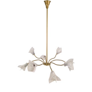 Vintage Flex Pendant Light with Eight Arms in Brass and Acrylic, 1970 For Sale