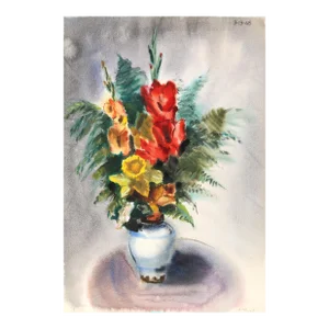 1940s "Flowers P6.50" Watercolor Painting by Eve Nethercott