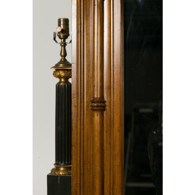 Large English Faux-Bamboo Walnut Mirror Made of 1900s Doors with Carved Ivy For Sale - Image 11 of 12