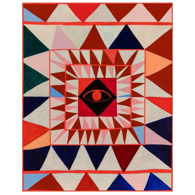 Ces McCully, Large French Australian Bold Graphic Abstract Pattern Oil Painting Ces McCully, 2021 For Sale - Image 4 of 7