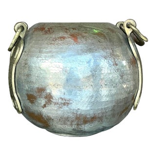Vintage Boho Hammered Copper and Brass Vase For Sale
