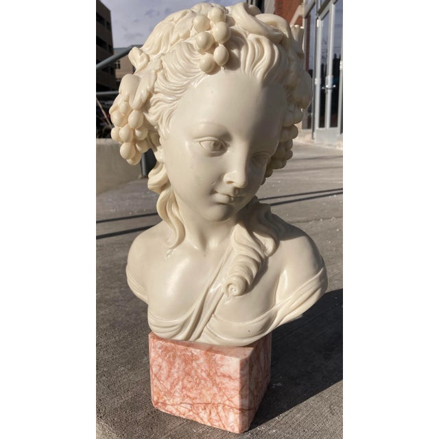 Bust of 19th Century French Woman on Cube Marble Mount After Grinam Niam Paris For Sale - Image 10 of 13