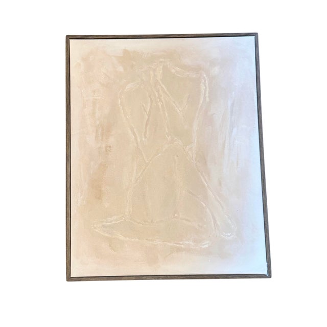 Contemporary Original Contemporary Textured Female Figure Painting by Artist "Marek" in Neutral Tones – 16" X 20" For Sale - Image 3 of 12
