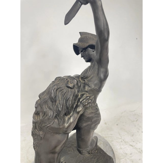 Sculpture of a Lion Fighting, 1800s, Metal For Sale - Image 3 of 12