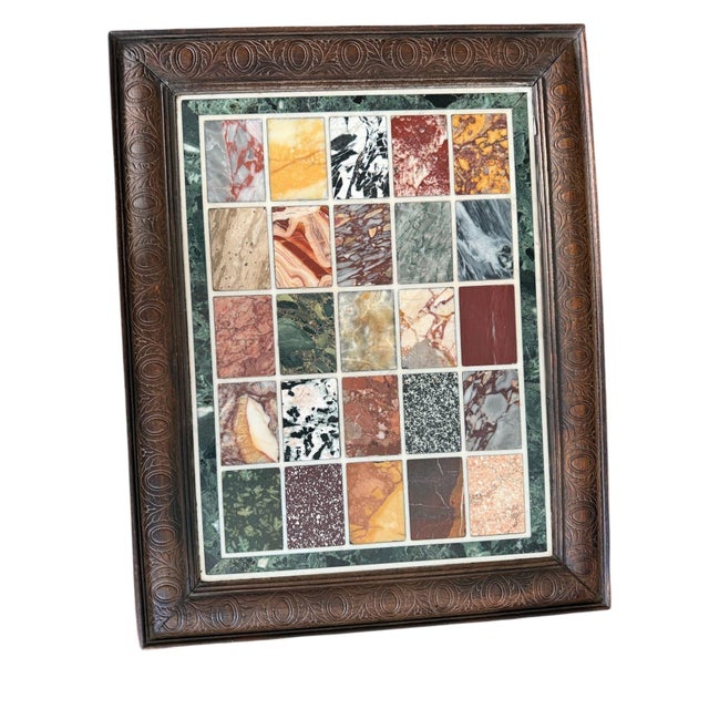 A Collection of 25 Samples with in a Verde Antico Border, with Wooden Frame, Italian, late 19th Century. Each Specimen 2...