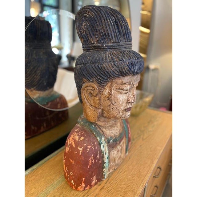 Polychrome Wooden Buddha Sculpture, 1890 For Sale - Image 9 of 10