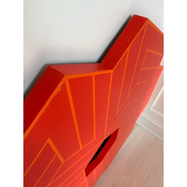 1960s Vintage Large Hard Edge Abstract Geometric Shaped Painting, Manner of Frank Stella For Sale - Image 5 of 10