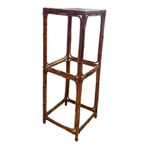 Vintage Bamboo & Rattan Tall Plant Stand / Pedestal