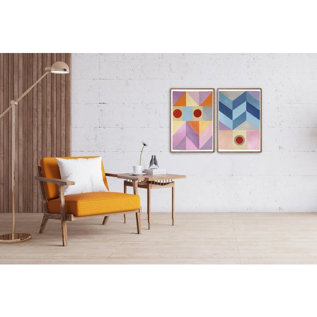 2020s 2023 "Cool Magenta Mountain Dusk" Abstract Diptych Acrylic Painting on Watercolor Paper by Natalia Roman For Sale - Image 5 of 11