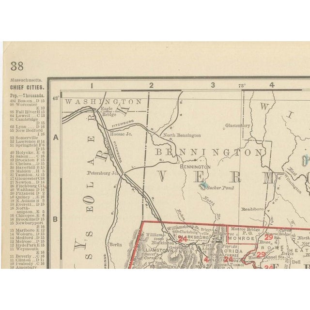 Antique Map of Massachusetts The Bay State by Ran McNally, 1899 For Sale - Image 6 of 12