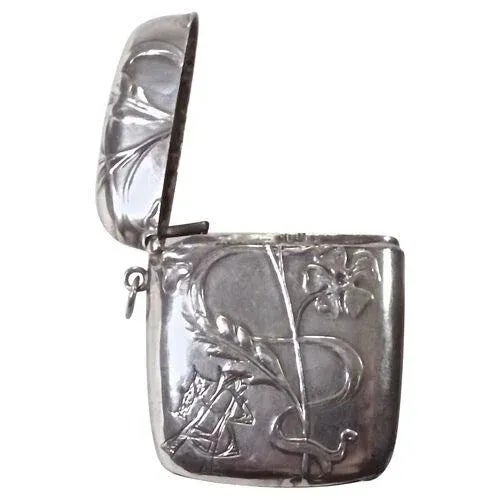 Art Nouveau Antique Art Nouveau Sterling Silver Match Safe For Sale - Image 3 of 3
