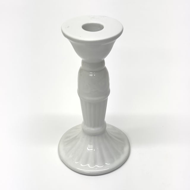 Mid 20th Century Mixed White Ceramic Candle Holder Curation - Group of 7 For Sale - Image 5 of 16