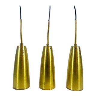 1950s Mid-Century Modern Brass Pendant Lamps, Germany - Set of 3 For Sale