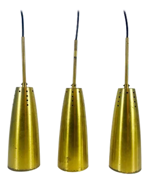 1950s Mid-Century Modern Brass Pendant Lamps, Germany - Set of 3