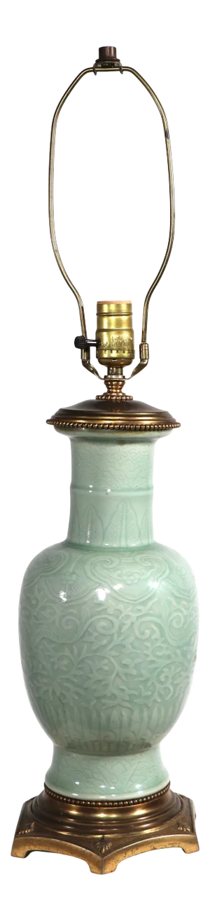 Decorative Celadon Table Lamp Att. To Frederick Cooper