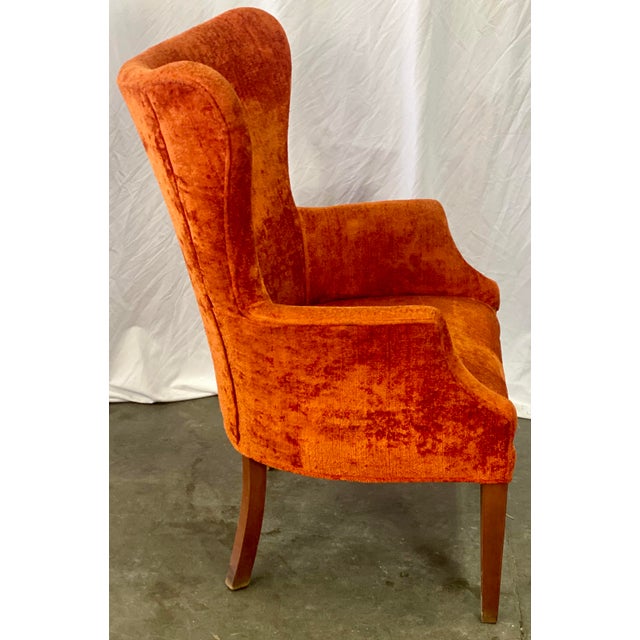Vintage Retro Orange Crushed Velvet Wingback Accent Chair Chairish