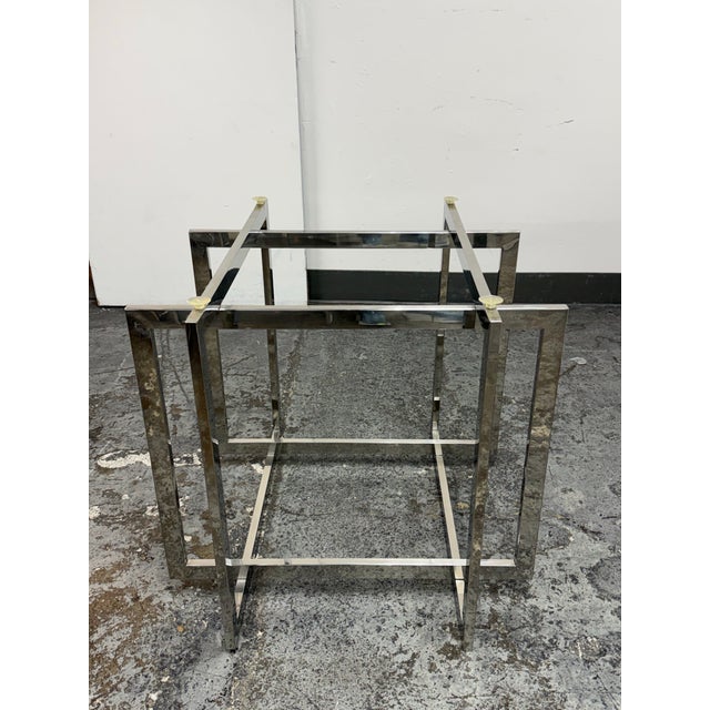 Contemporary Glass Dining Table + Eight White Leatherette Dining Chairs, Set of Nine For Sale - Image 12 of 12