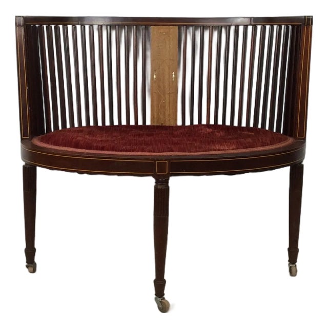 Antique Edwardian Inlaid Mahogany Settee For Sale