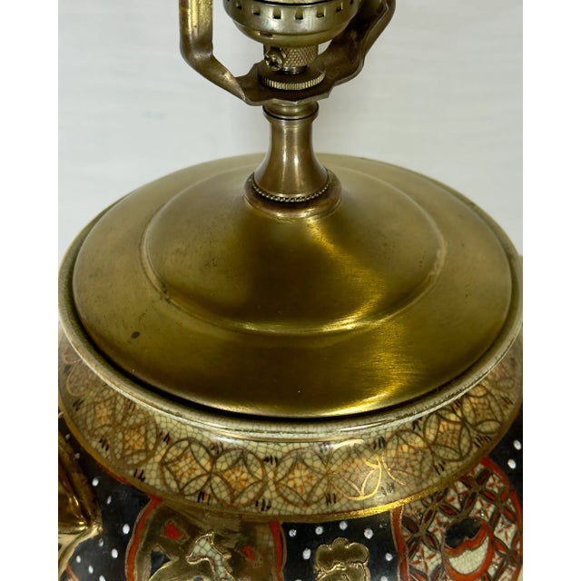 1970s Satsuma Style Chinoiserie Lamp by Turtle and Crane For Sale - Image 12 of 17