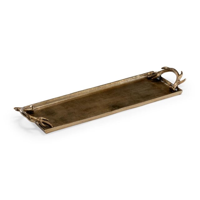 Contemporary Wildwood Diana Rectangular Tray - Brass For Sale - Image 3 of 3