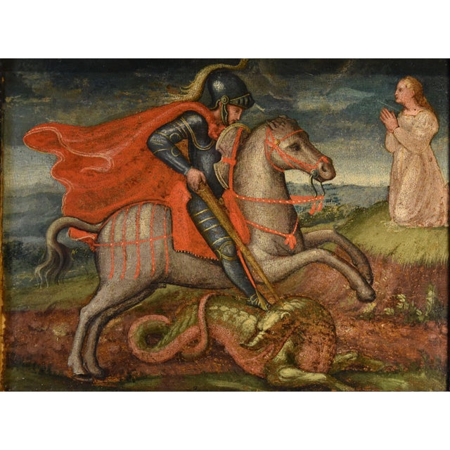 Alessio Baldovinetti Cerchia, Saint George and the Dragon, 1490, Oil on Panel, Framed For Sale - Image 7 of 14