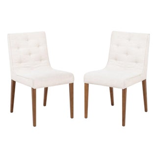 Pair of Wittmann "Leslie" White Upholstered Side Chairs For Sale