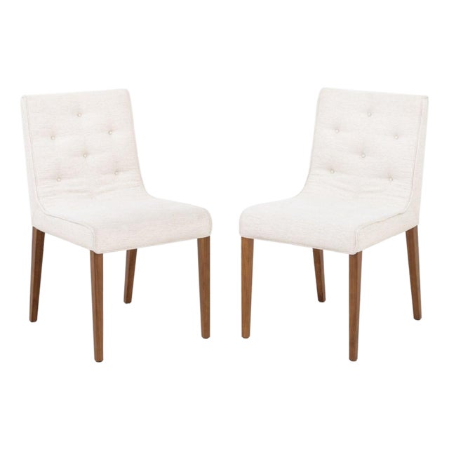 Pair of Wittmann "Leslie" White Upholstered Side Chairs For Sale