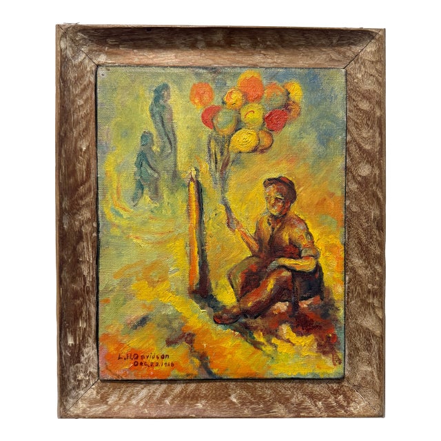 L. H. Davidson "Buffoon" Clown Oil on Canvas Circa 1948 For Sale