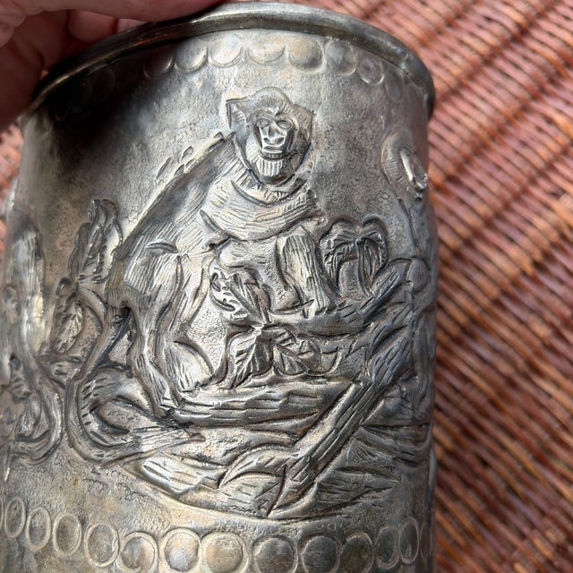 Early 20th Century Antique European Repoussé Chased Metal Vessel For Sale - Image 5 of 10