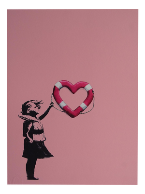 Banksy X Post Modern Vandal, Girl with Heart Shaped Float, 2021, Pigment Print