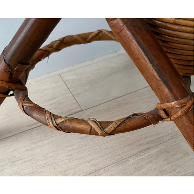 Circa 1965 Italian Bamboo and Rattan Plant Stand For Sale - Image 12 of 16