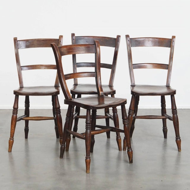 Antique English Oxford Dining Chairs, Set of 4 For Sale - Image 14 of 14
