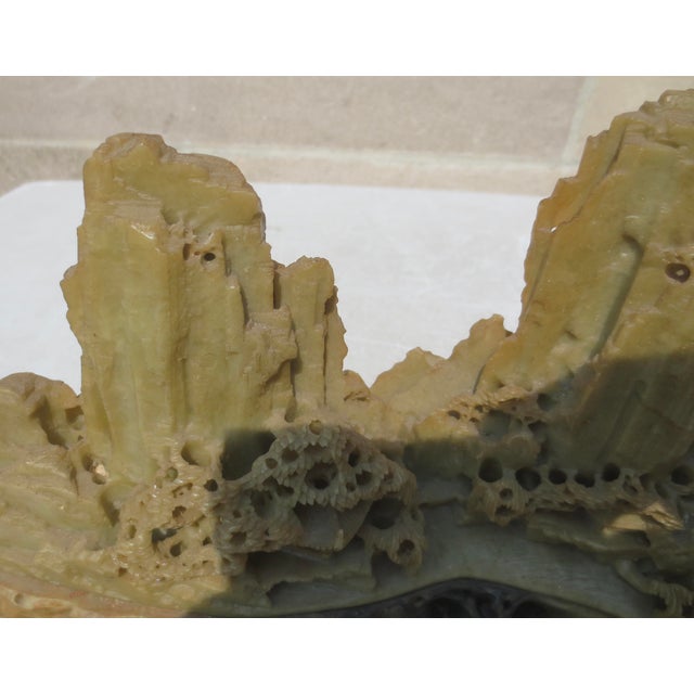 Chinese Soapstone Carved Tianzi Mountains Scene a --Group of 2 For Sale - Image 9 of 13