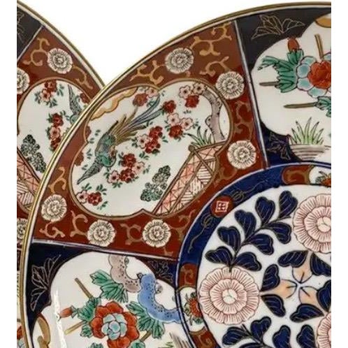 Pair of Vintage Japanese "Gold Imari" Hand-Painted Rickshaw Chargers, 11" For Sale - Image 9 of 13