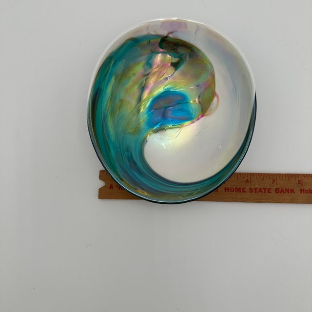 Glass Murano Glass Dish Home Decor Opalescent Swirl For Sale - Image 7 of 9