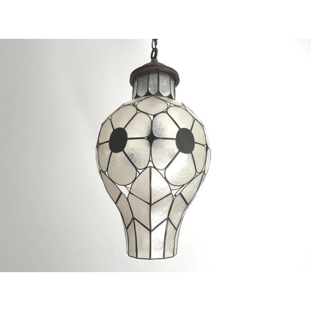 Feldman Capiz Shell Floral Pendant Light, 1960s For Sale - Image 6 of 18