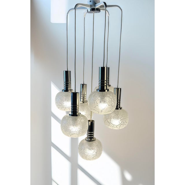 Vintage Hanging Lamp in Crackled Glass from Doria Leuchten, 1970s For Sale - Image 6 of 6