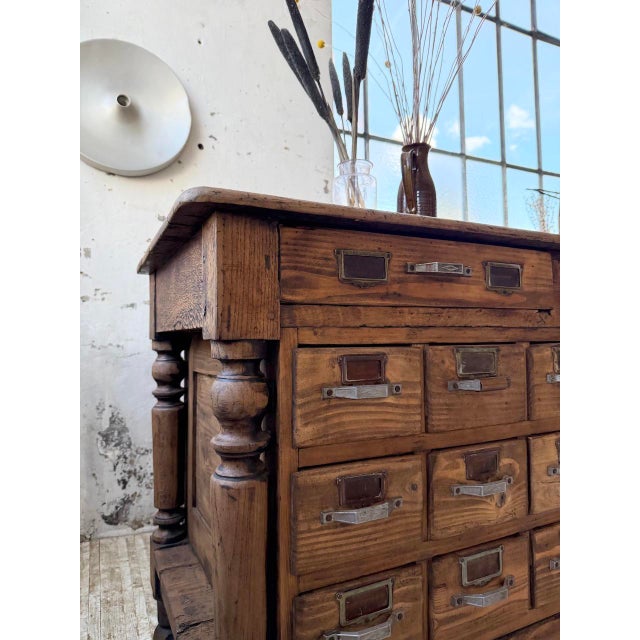 Wood Multi-Drawer Workbench in Oak, 1950s For Sale - Image 7 of 18