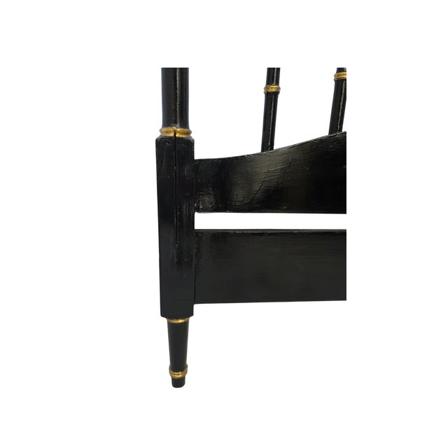 Pair of 1970s Ebony Lacquered Faux Bamboo Headboards With Gilded Gold Trim For Sale - Image 16 of 17
