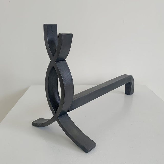 Cast Iron Flame Andirons, France, 1950s, Set of 2 For Sale - Image 7 of 15