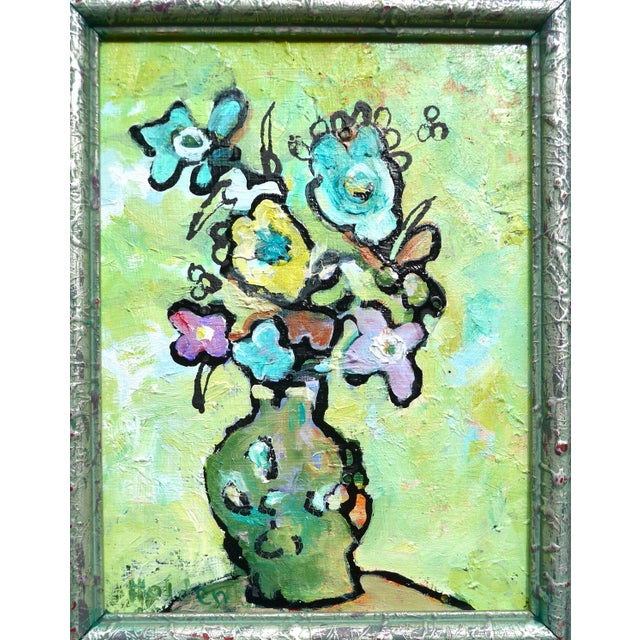 Contemporary Abstract in Greens - Original Oil Painting For Sale - Image 3 of 4