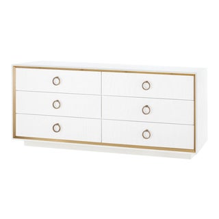 Bungalow 5 Ansel Extra Large 6-Drawer, White Lacquered Linen For Sale