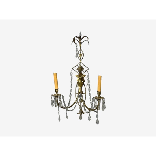 1950s Neoclassical Style, Wall Sconces, Bronze, Crystal, France - a Pair For Sale - Image 4 of 11