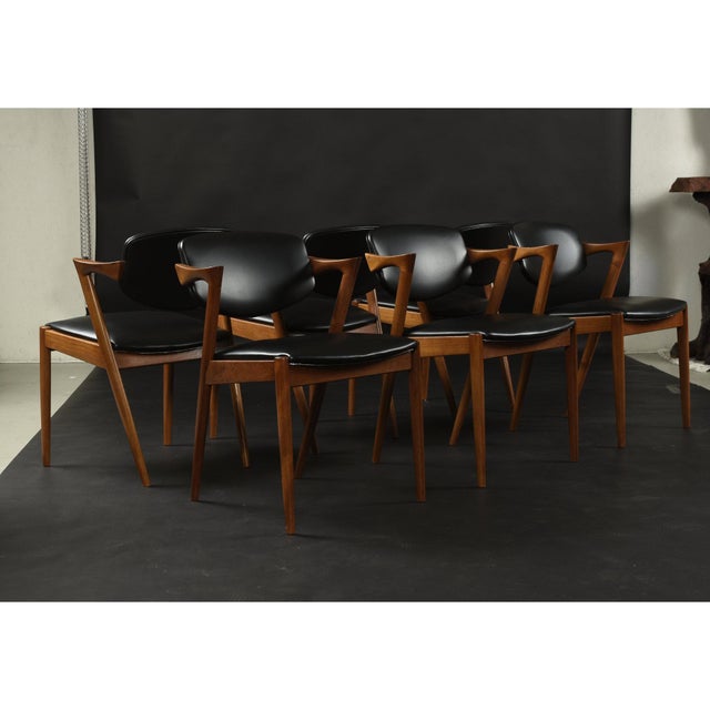 Set of 6 Kai Kristiansen Model 42 Solid Teak "Z" Armchairs 1960s Vintage For Sale - Image 6 of 16