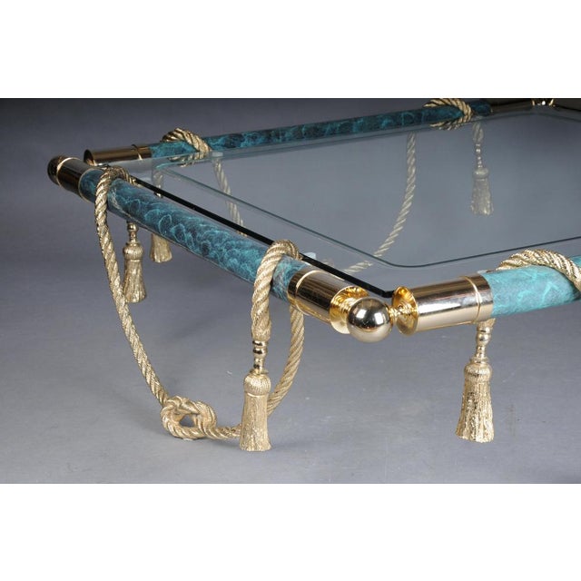 Hollywood Regency Style Coffee Table in Brass and Gold with Glass For Sale - Image 13 of 18