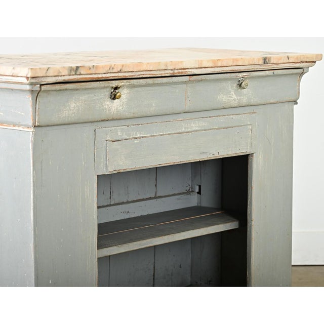 French 19th Century Marble-Top Painted Shop Counter For Sale - Image 15 of 15