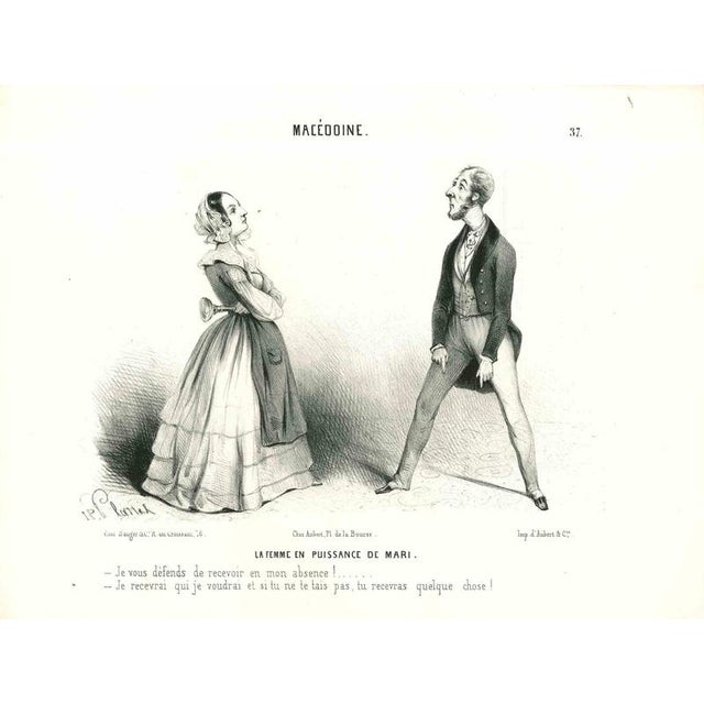 Lithograph on paper, France, mid-19th century. A finely executed satirical lithograph from the celebrated French series...