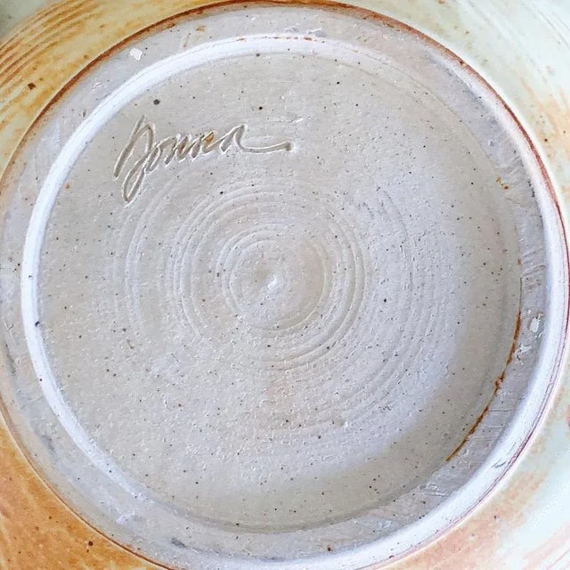 Mid-Century Modern Mid-Century Hand Thrown Ceramic Bowl in Flame Glaze, Signed For Sale - Image 3 of 6